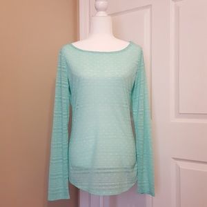 Maurices Sheer, Minty Teal, Polka Dot Fitted Shirt